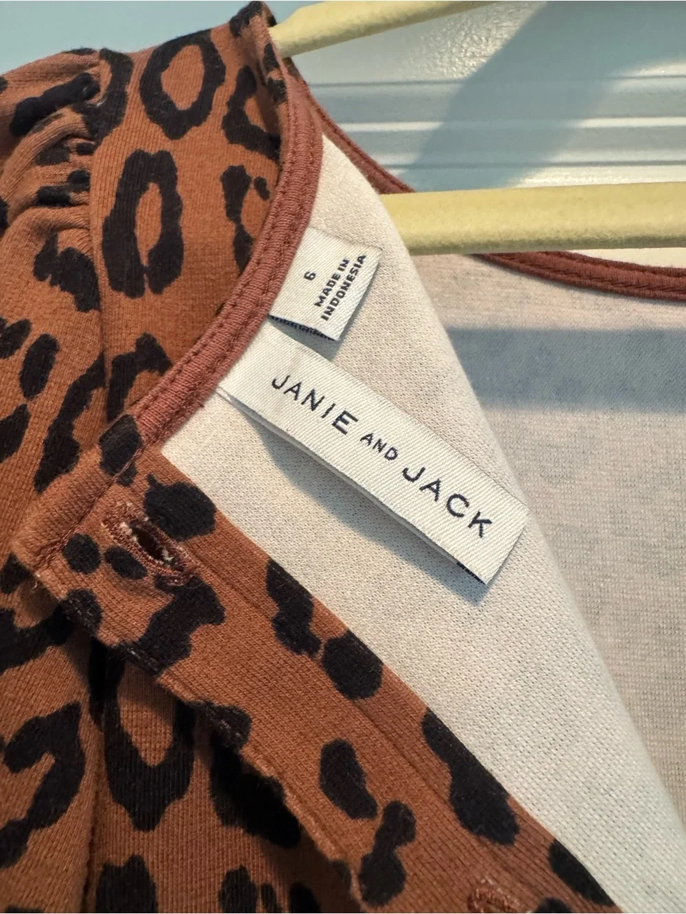 Janie and Jack Tan and Black Leopard Puff-Sleeve Dress